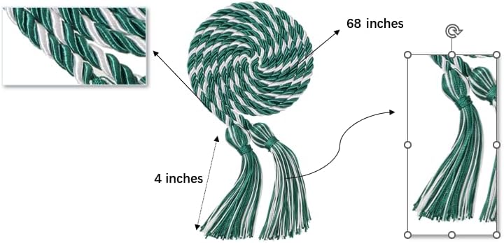 Erligo 2Pcs Graduation Multi Color Braided Honor Cords with Tassel for High School Bachelor Master Doctor 68" Long (Green White) - Image 3